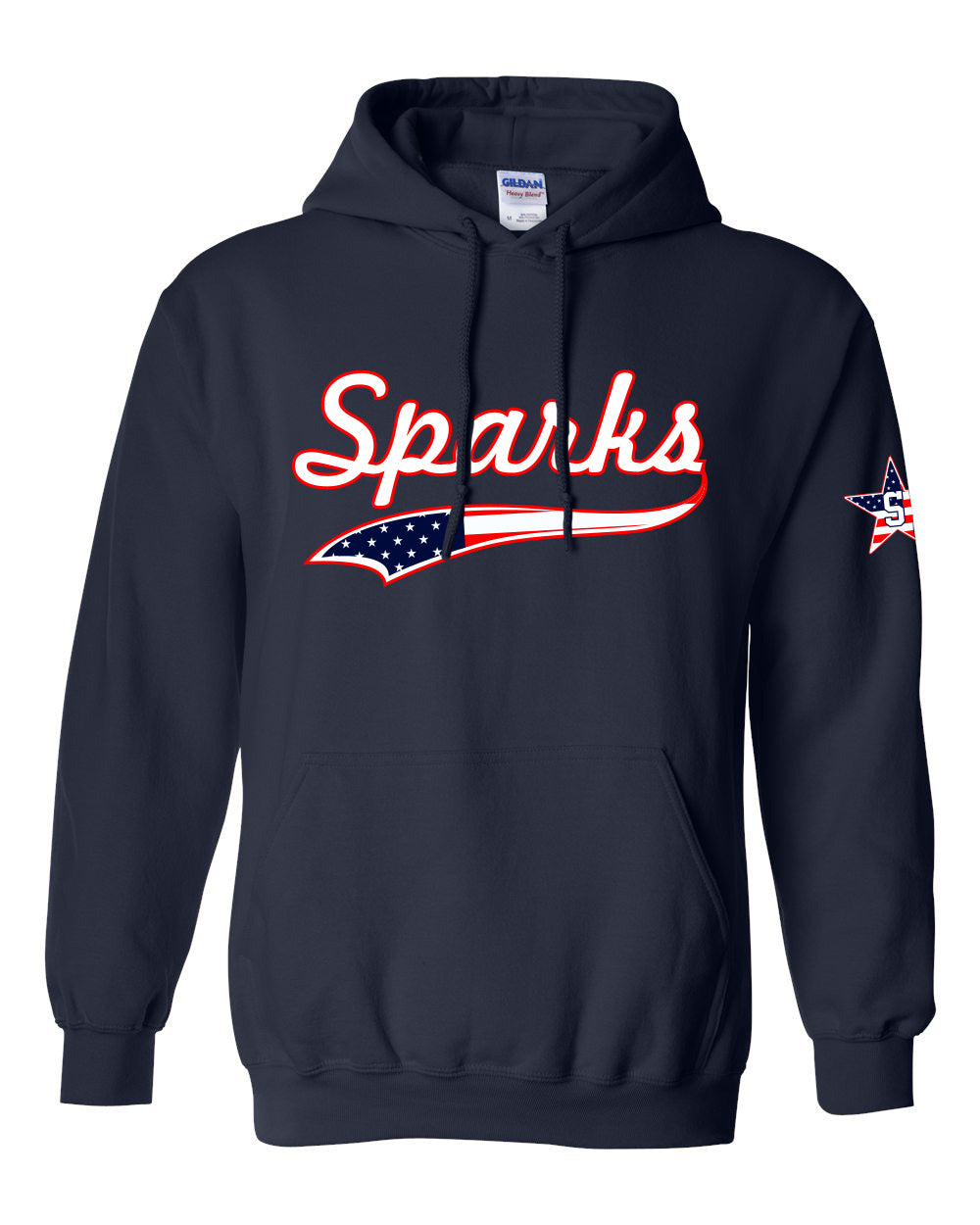 Sparks American Flag Print Hooded Sweatshirt