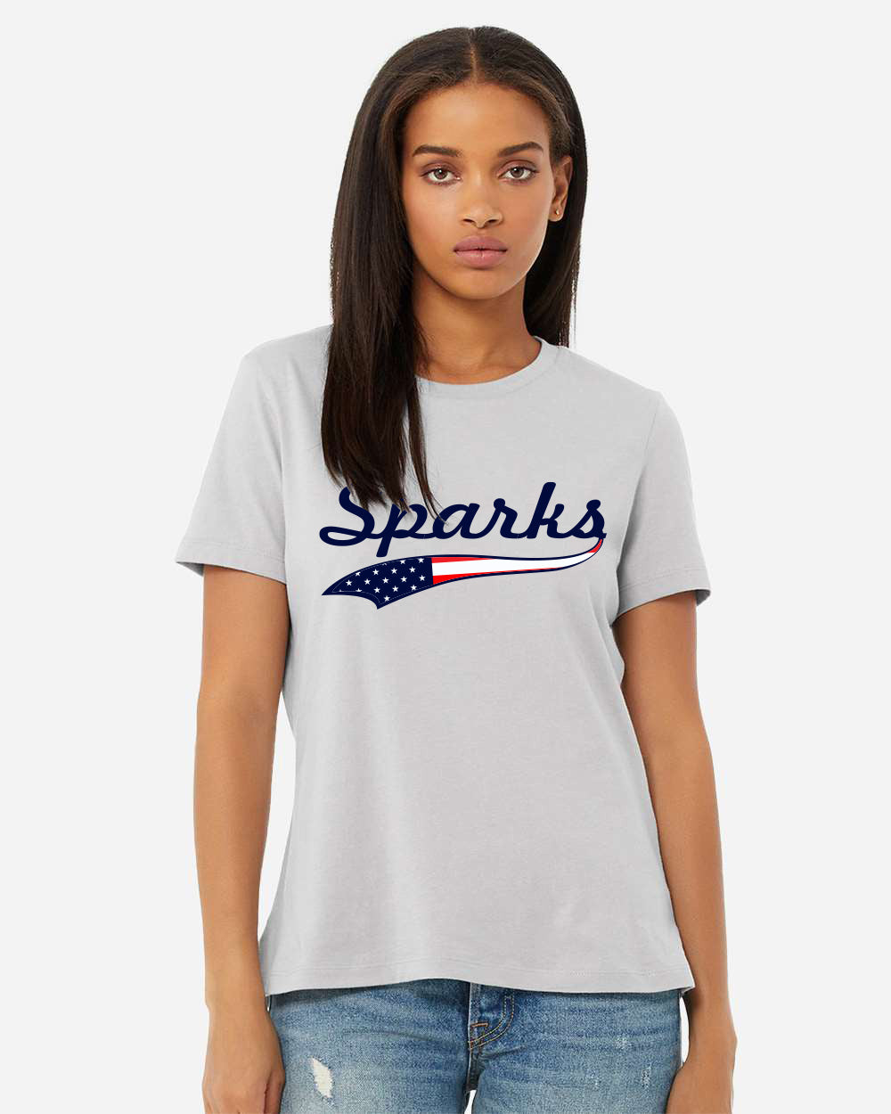 Sparks American Flag Logo Womens T Shirt