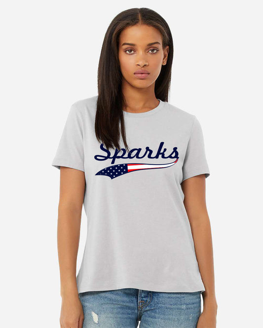 Sparks American Flag Logo Womens T Shirt