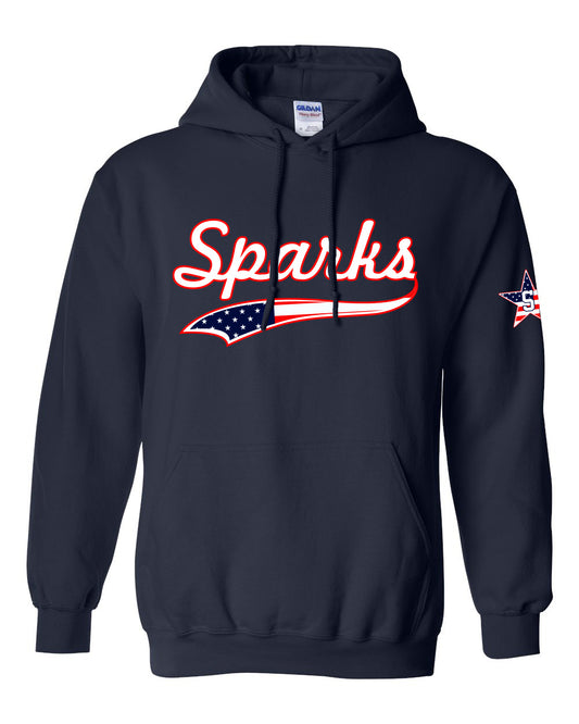 Sparks American Flag Print Hooded Sweatshirt